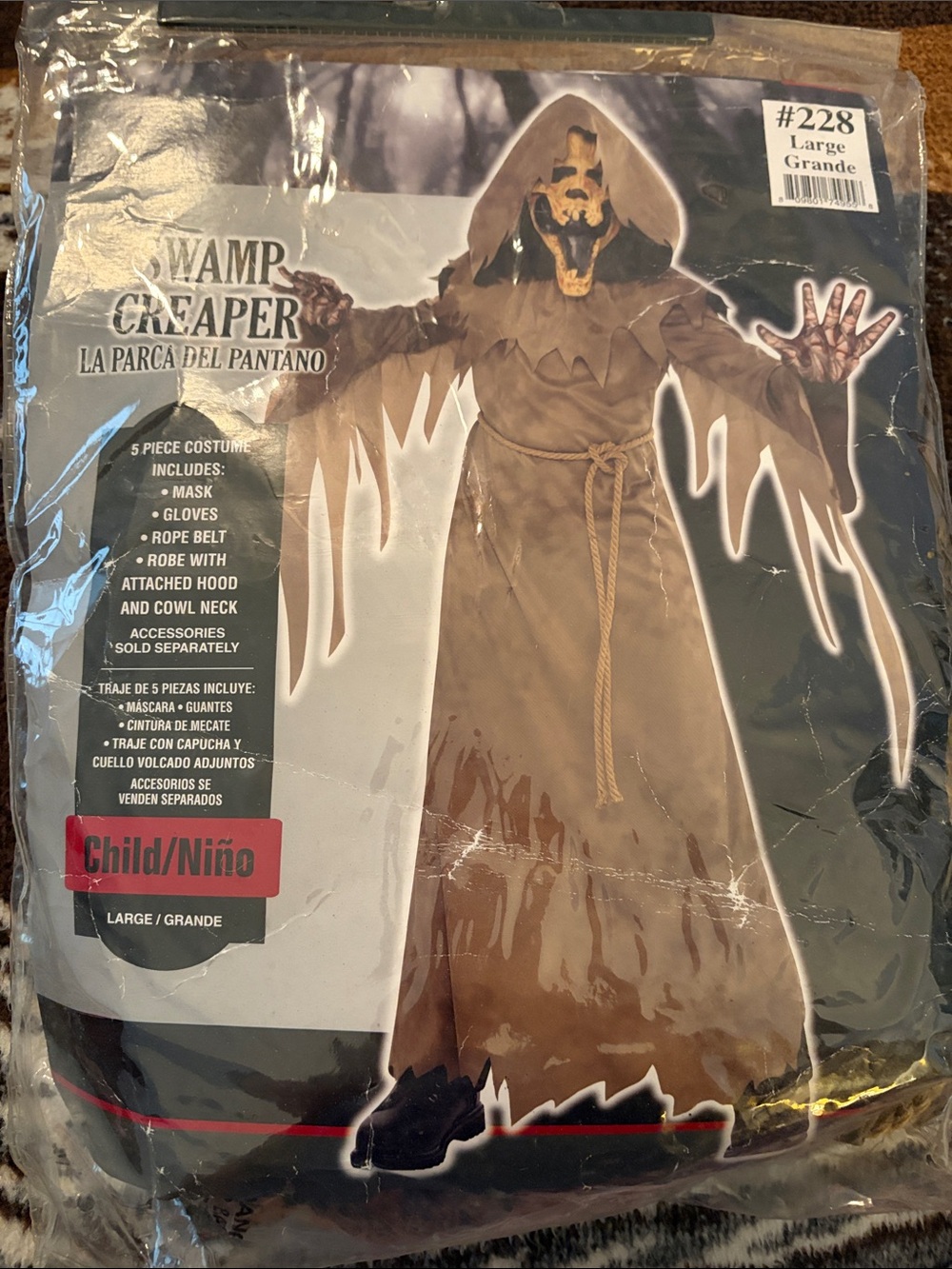 Swamp creeper costume - Brown Hooded Robe with Rope Belt.